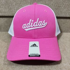 Adidas Aeroready Pink and White Snapback Mesh Trucker Hat #U